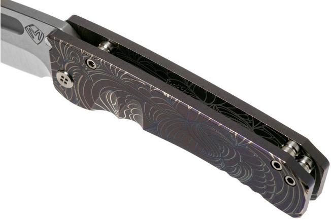 Image for Medford Midi Marauder Violet Anodised Handle, Art Nouveau Flora, Satin S35VN Satin pocket knife