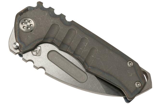 Imagen para Medford Praetorian T S35VN, Tumbled Droppoint, Tumbled Flamed Handle, Silver Hardware navaja