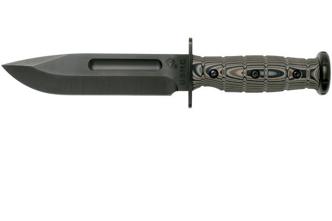 Image for Medford USMC Fighter CPM 3V Fixed Blade, Black PVD, Black G10, survival knife