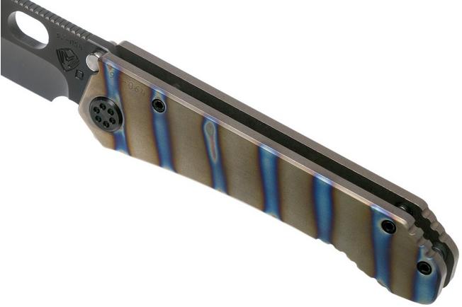 Afbeelding voor Medford 187DP Drop Point, Faced Flamed Tiger Stripe Ti, PVD Black D2, zakmes