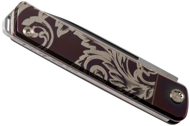 Imagen para Medford Gentleman Jack S35VN, Tumbled Blade, Violet Filigree Handle, Silver Hardware navaja