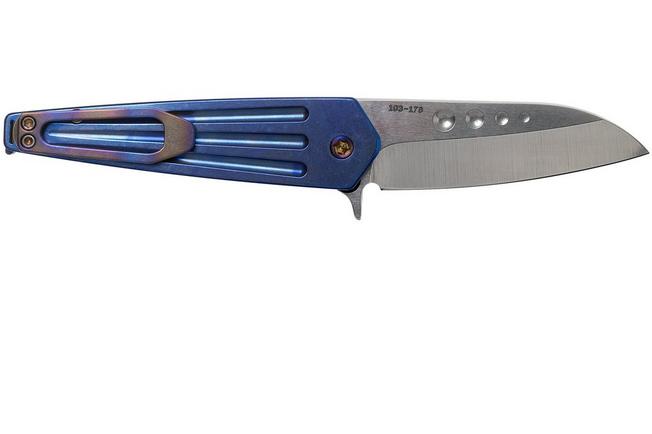 Imagen para Medford Nosferatu Flipper S35VN, Tumbled Blade, Blue Handle Flamed Hardware navaja