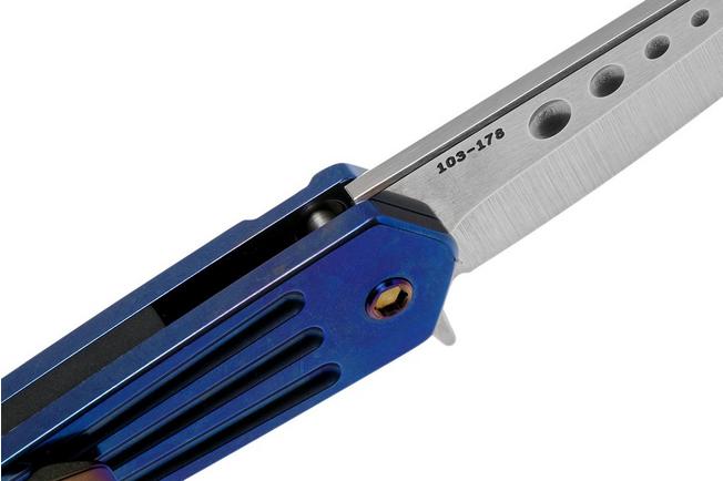 Imagen para Medford Nosferatu Flipper S35VN, Tumbled Blade, Blue Handle Flamed Hardware navaja