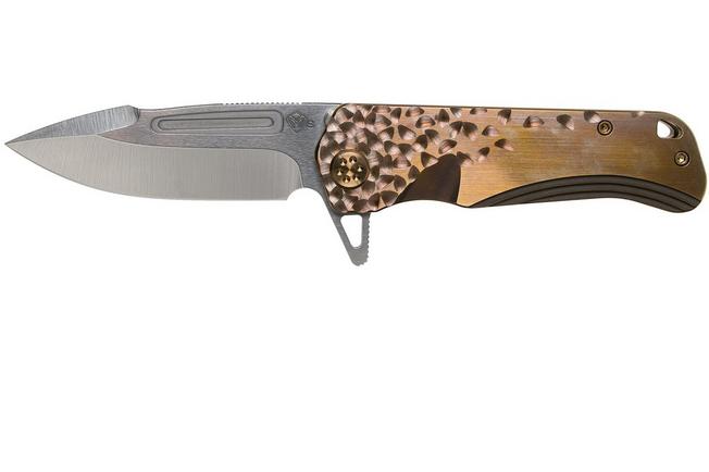 Imagen para Medford Proxima S35VN, Tumbled Blade, Bronze Falling Leafs Handle, Bronze Hardware navaja