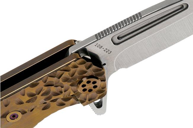 Imagen para Medford Proxima S35VN, Tumbled Blade, Bronze Falling Leafs Handle, Bronze Hardware navaja