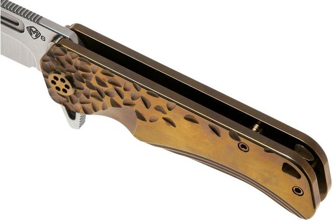 Imagen para Medford Proxima S35VN, Tumbled Blade, Bronze Falling Leafs Handle, Bronze Hardware navaja
