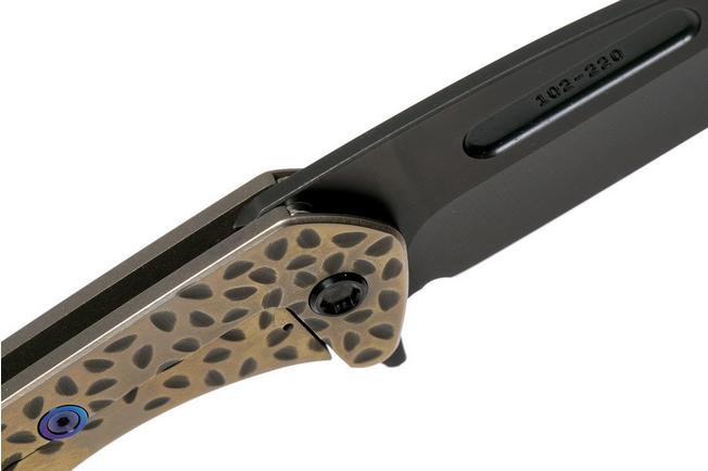 Afbeelding voor Medford Praetorian Slim Flipper, Tanto PVD S35VN, Bronze Falling Leaf Handles zakmes