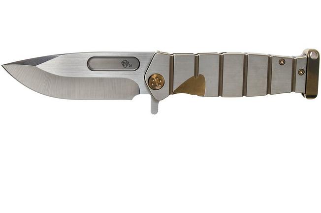Imagen para Medford USMC Fighter Flipper S35VN, Tumbled Blade, Bronze Handle Silver Flats, Bronze Hardware navaja