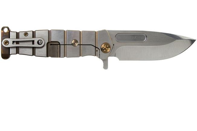 Imagen para Medford USMC Fighter Flipper S35VN, Tumbled Blade, Bronze Handle Silver Flats, Bronze Hardware navaja