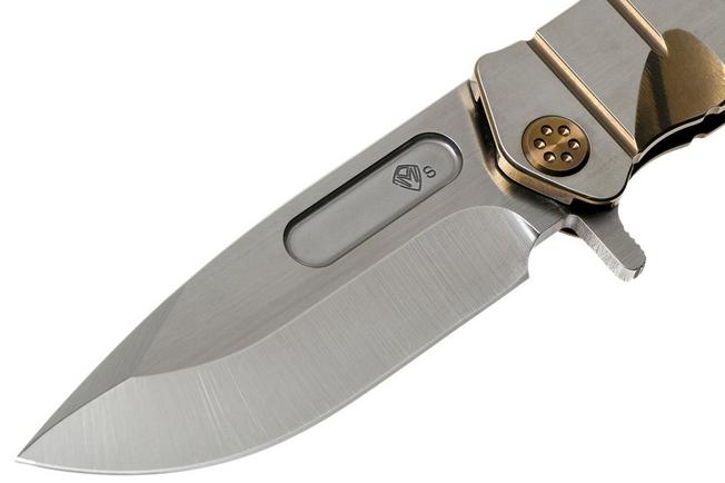 Imagen para Medford USMC Fighter Flipper S35VN, Tumbled Blade, Bronze Handle Silver Flats, Bronze Hardware navaja