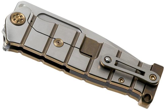 Imagen para Medford USMC Fighter Flipper S35VN, Tumbled Blade, Bronze Handle Silver Flats, Bronze Hardware navaja