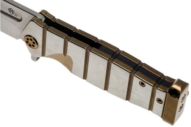 Imagen para Medford USMC Fighter Flipper S35VN, Tumbled Blade, Bronze Handle Silver Flats, Bronze Hardware navaja