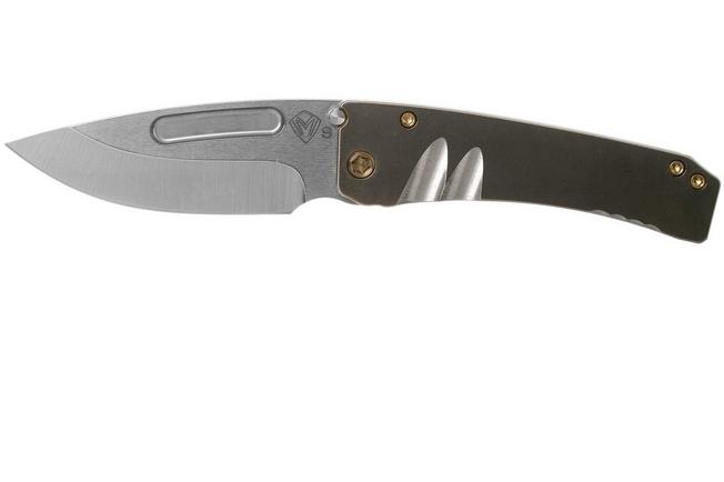 Imagen para Medford Midi Marauder S35VN, Tumbled Blade, Bronze Silver Grooves Handle, Bronze Hardware navaja