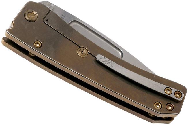 Imagen para Medford Midi Marauder S35VN, Tumbled Blade, Bronze Silver Grooves Handle, Bronze Hardware navaja