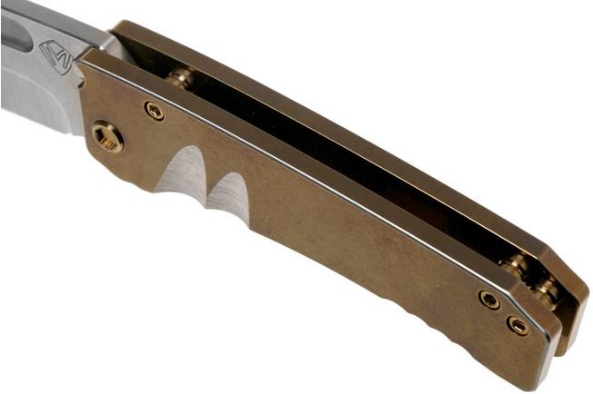 Imagen para Medford Midi Marauder S35VN, Tumbled Blade, Bronze Silver Grooves Handle, Bronze Hardware navaja