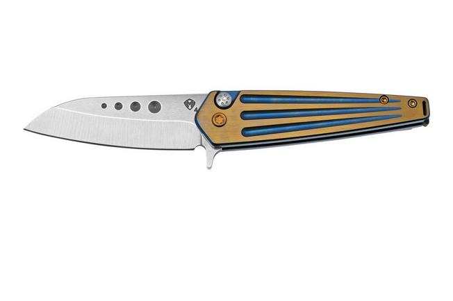 Imagen para Medford Nosferatu Flipper S45VN Tumbled, Blue, Faced Bronze Flats Handles, navaja