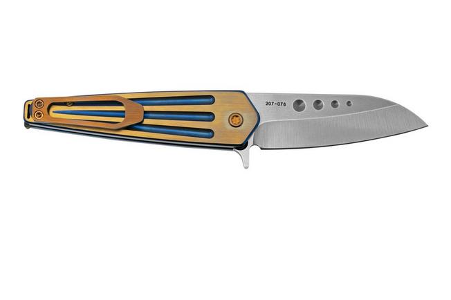Imagen para Medford Nosferatu Flipper S45VN Tumbled, Blue, Faced Bronze Flats Handles, navaja