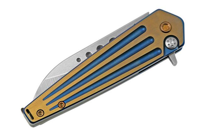 Imagen para Medford Nosferatu Flipper S45VN Tumbled, Blue, Faced Bronze Flats Handles, navaja