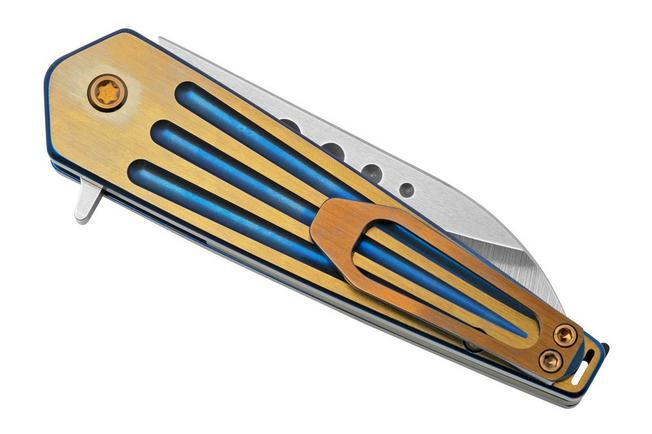 Imagen para Medford Nosferatu Flipper S45VN Tumbled, Blue, Faced Bronze Flats Handles, navaja