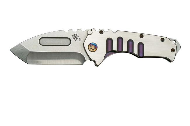 Imagen para Medford Praetorian T S35VN, Tumbled Tanto, Satin Violet/Silver Handle, Flamed Hardware navaja