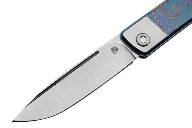 Bild für Medford Gentleman Jack S45VN Tumbled Droppoint Blade, Silver Bolsters, Blue Filigree Handles, Slipjoint Taschenmesser
