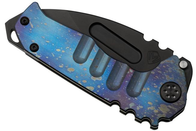 Imagen para Medford Genesis T, S45VN PVD Drop Point Blade, Faced Flamed Galaxy Handle, Black Hardware navaja