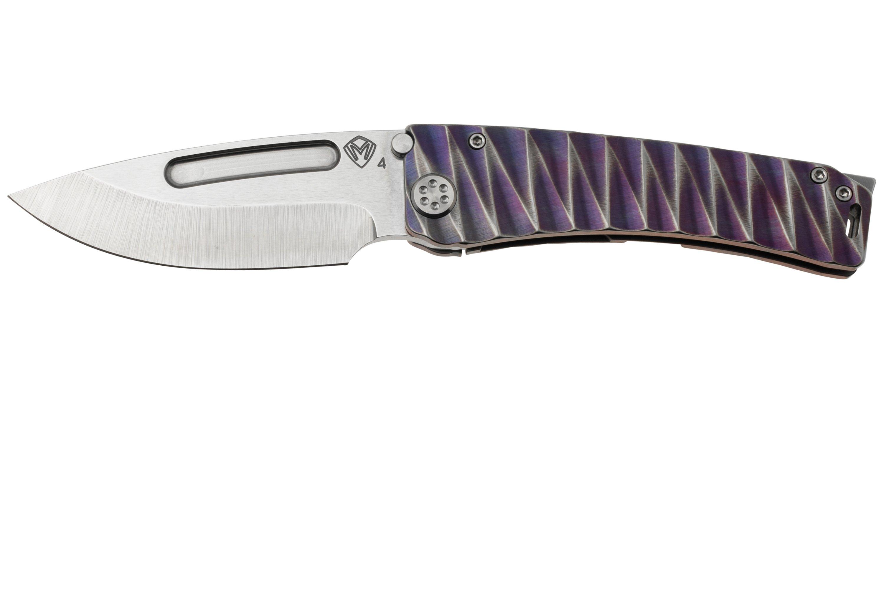 Medford Marauder H S45VN Tumbled Droppoint Blade, Violet Fade Lightning