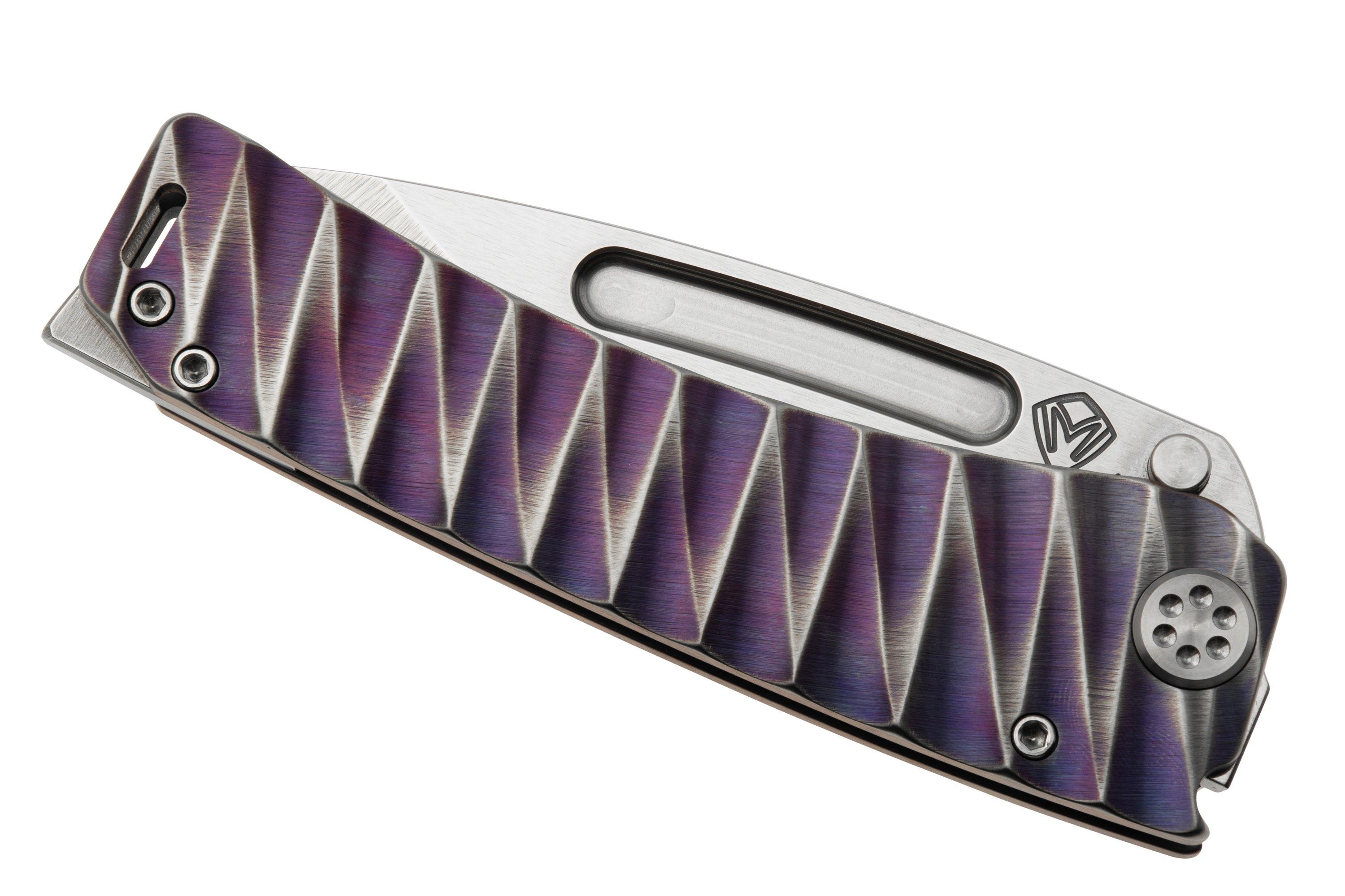 Medford Marauder H S45VN Tumbled Droppoint Blade, Violet Fade Lightning