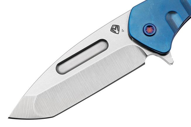 Imagen para Medford Praetorian Slim Flipper S45VN Tumbled Tanto Blade, Blue Handles, navaja