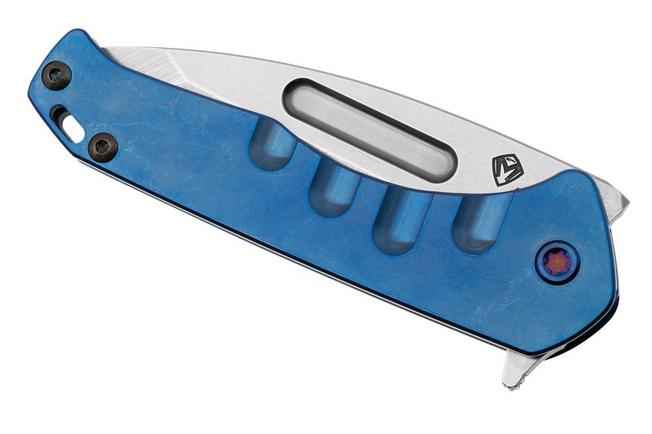 Imagen para Medford Praetorian Slim Flipper S45VN Tumbled Tanto Blade, Blue Handles, navaja
