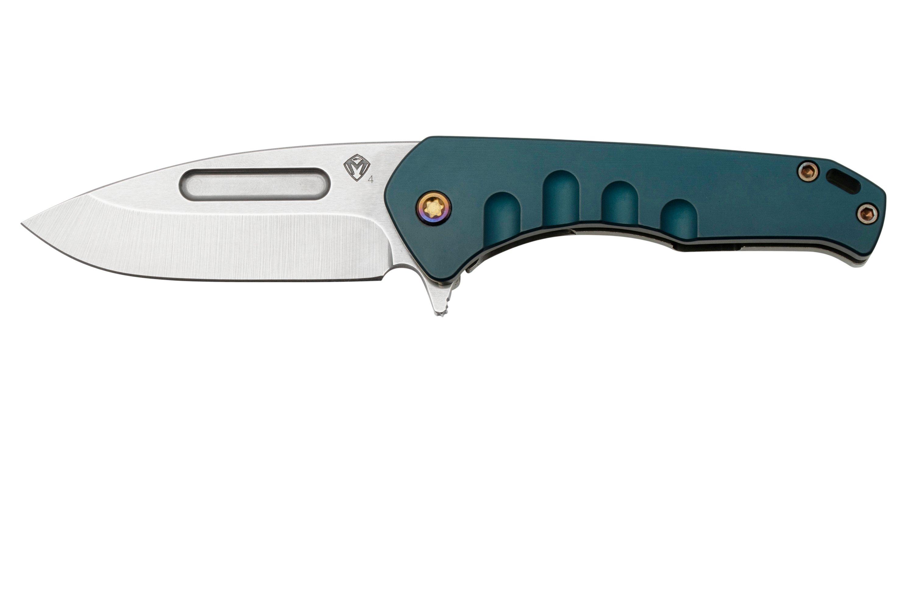 Medford Swift FL Flipper, S45VN Tumbled Blade, Blue Handle, Tumbled ...