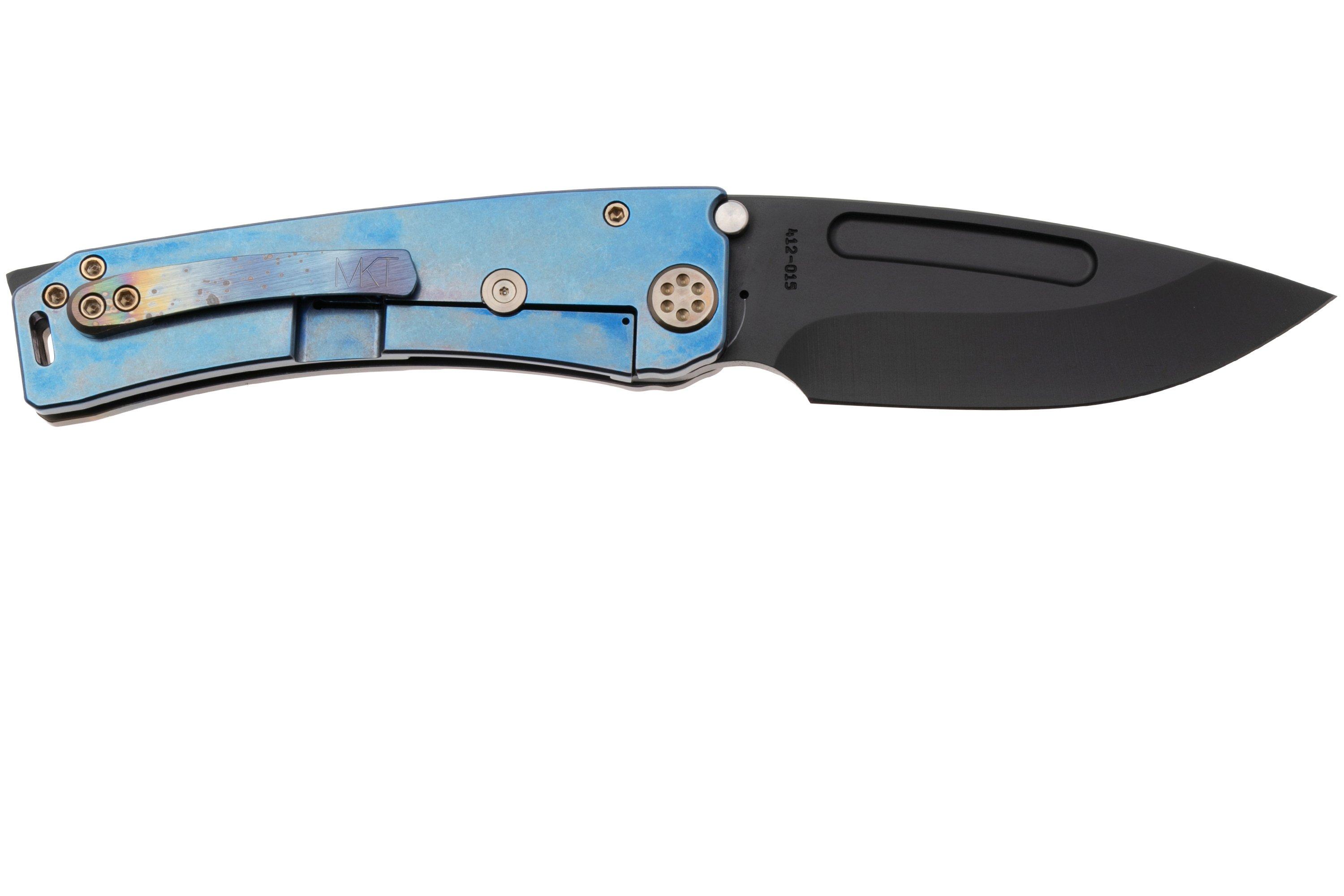 Medford Marauder-H 25-MMH-01, DLC S45VN, Blue Solar Flare Handle