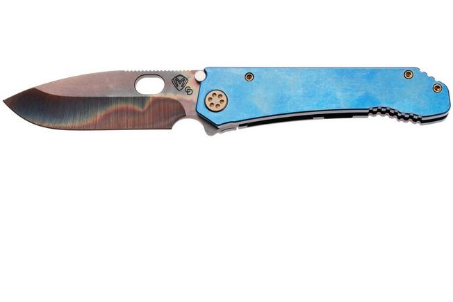 Afbeelding voor Medford 187 DP-D2 Vulcan Drop Point Blade, Blue Titanium Handle, Bronze Hardware and Pocket Clip, zakmes