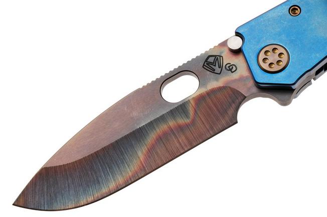 Afbeelding voor Medford 187 DP-D2 Vulcan Drop Point Blade, Blue Titanium Handle, Bronze Hardware and Pocket Clip, zakmes