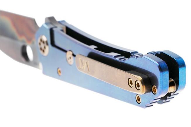 Afbeelding voor Medford 187 DP-D2 Vulcan Drop Point Blade, Blue Titanium Handle, Bronze Hardware and Pocket Clip, zakmes