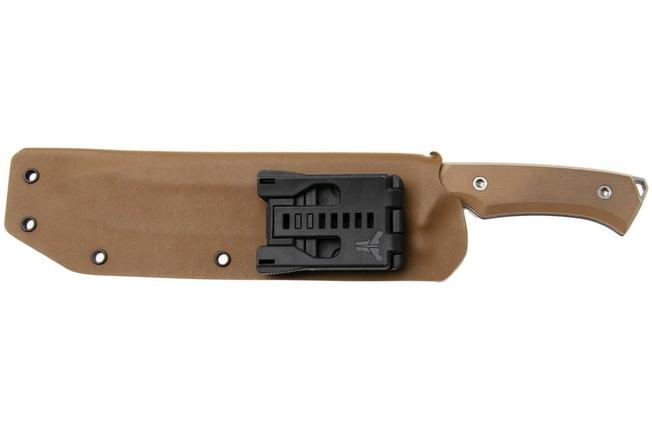 Afbeelding voor Medford Bonfire 26-BF-01 Tumbled CPM 3V Blade, Coyote G10 Handles, Coyote Kydex Sheath, survivalmes