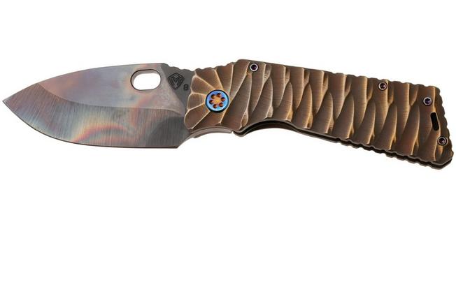 Afbeelding voor Medford Fat Daddy S35VN Vulcan Blade, Bead Blasted and Brushed Bronze Peaks Predator Titanium Handle, Flamed Hardware, zakmes