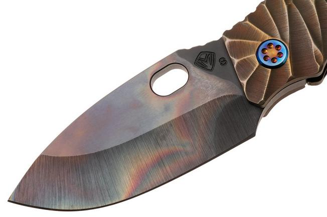 Afbeelding voor Medford Fat Daddy S35VN Vulcan Blade, Bead Blasted and Brushed Bronze Peaks Predator Titanium Handle, Flamed Hardware, zakmes