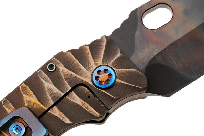 Afbeelding voor Medford Fat Daddy S35VN Vulcan Blade, Bead Blasted and Brushed Bronze Peaks Predator Titanium Handle, Flamed Hardware, zakmes