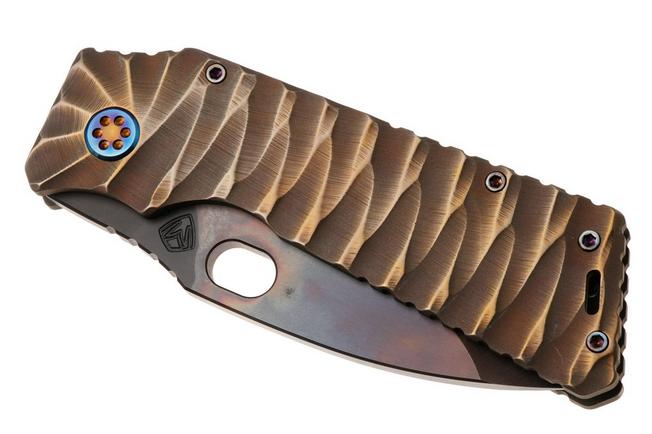 Afbeelding voor Medford Fat Daddy S35VN Vulcan Blade, Bead Blasted and Brushed Bronze Peaks Predator Titanium Handle, Flamed Hardware, zakmes