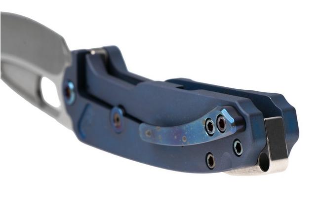 Afbeelding voor Medford Infraction 26-IN-01, Tumbled S45VN, Blue Titanium Handle, Flamed Hardware zakmes