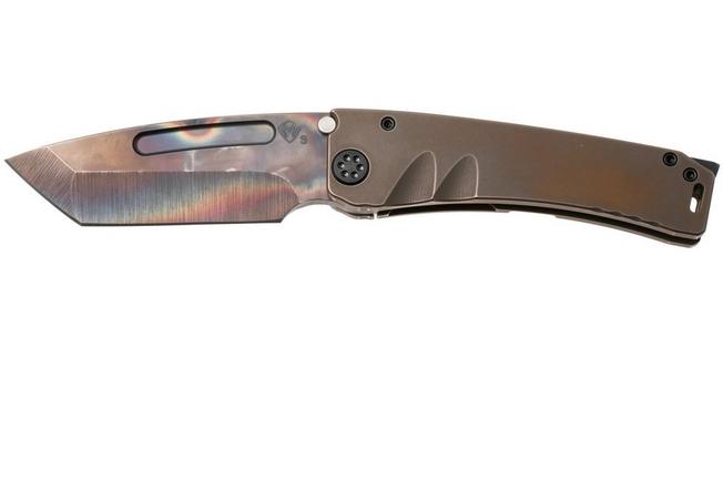Afbeelding voor Medford Marauder 26-MA-01, Vulcan CPM 3V Tanto, OS Bronze Titanium, Black Hardware, zakmes