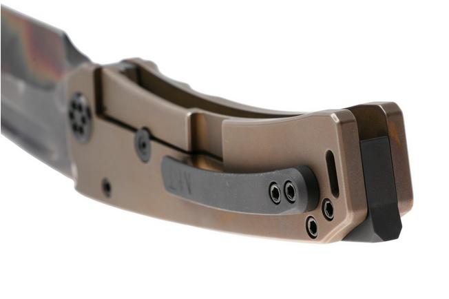 Afbeelding voor Medford Marauder 26-MA-01, Vulcan CPM 3V Tanto, OS Bronze Titanium, Black Hardware, zakmes