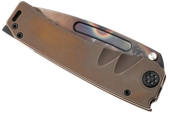 Afbeelding voor Medford Marauder 26-MA-01, Vulcan CPM 3V Tanto, OS Bronze Titanium, Black Hardware, zakmes