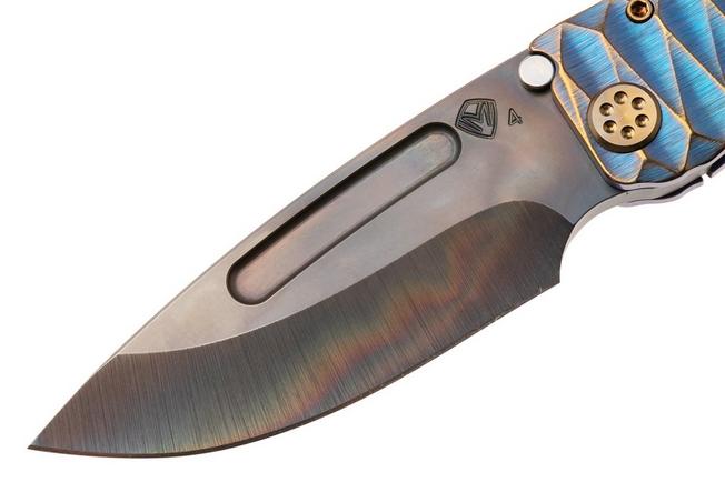Afbeelding voor Medford Marauder 26-MA-02 Vulcan S35VN Droppoint Blade, Aqua Bronze "Diamondhead" Titanium Handles, zakmes
