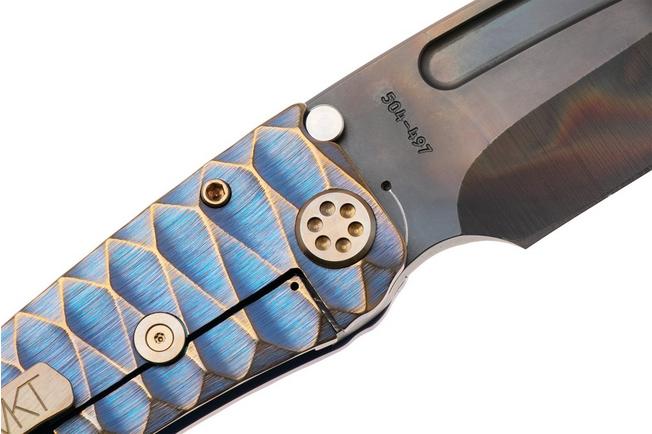 Afbeelding voor Medford Marauder 26-MA-02 Vulcan S35VN Droppoint Blade, Aqua Bronze "Diamondhead" Titanium Handles, zakmes