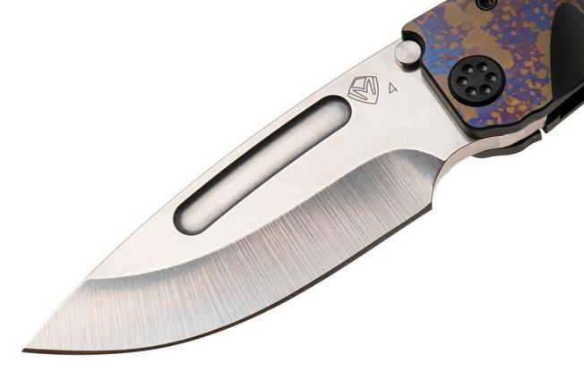 Afbeelding voor Medford Marauder 26-MA-03 Tumbled S35VN Droppoint Blade, Sponge Anodized Titanium Handles and Pocketclip, Black Hardware, zakmes