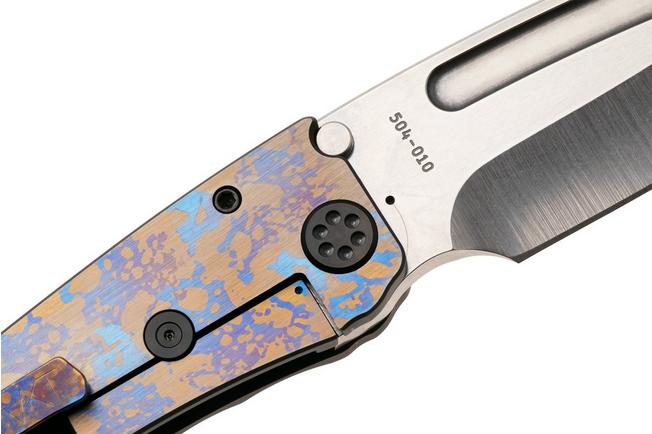 Afbeelding voor Medford Marauder 26-MA-03 Tumbled S35VN Droppoint Blade, Sponge Anodized Titanium Handles and Pocketclip, Black Hardware, zakmes