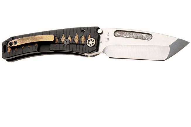 Afbeelding voor Medford Marauder Polished Tumbled S45VN Dragon Tanto Blade, Black Bronze Tsunami Maki Wrap Handle, Black Bronze Hardware Bronze Dragon Clip, zakmes