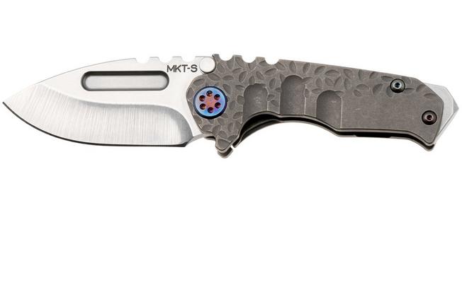 Afbeelding voor Medford Micro T, Tumbled S35VN Drop Point Blade, OS Tum Falling Leaf Titanium Handle, Flamed Hardware, zakmes